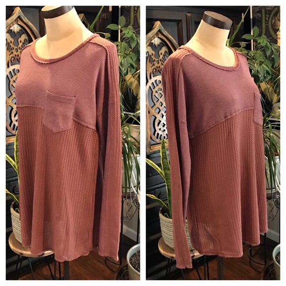 Love Riche rosewood Waffle Knit Crew Neck top - Picture 6 of 8